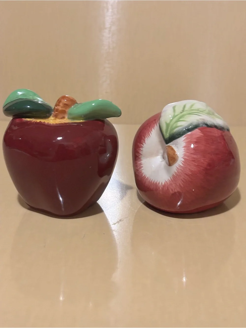 Vintage Ceramic Apple Salt and Pepper Shakers